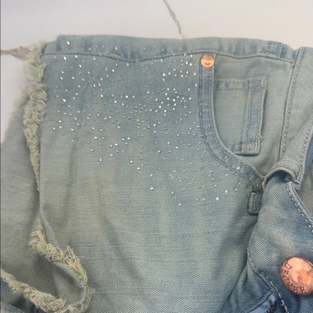 Decree‎ Sky Blue Frayed Jean Shorts